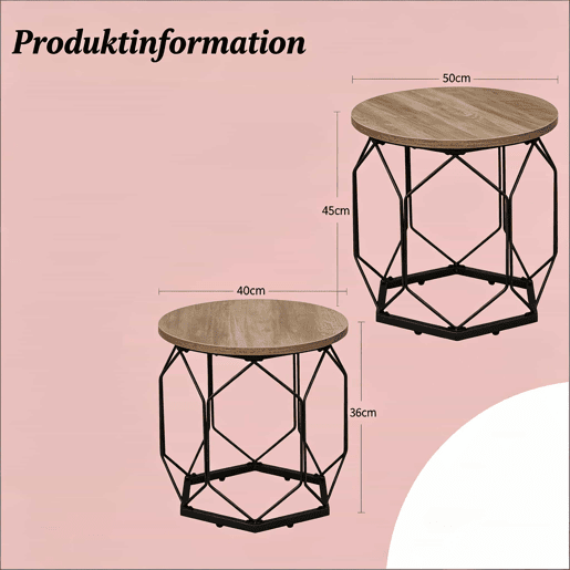 Mesa de centro redonda de 2 peças u2014 design moderno com tampo removível u2014 cinzenta e em madeira Mesa de centro redonda de 2 peças u2014 design moderno com tampo removível u2014 cinzenta e em madeira