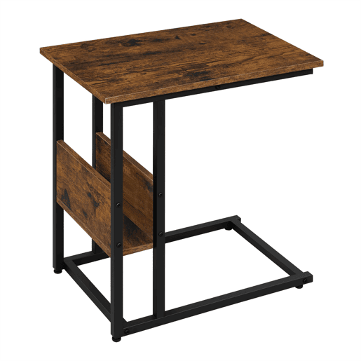 Mesa auxiliar 36 x 55 x 59,5 cm - Design em forma de C, mesa estreita para sofá e computador portátil - Castanho rústico Mesa auxiliar 36 x 55 x 59,5 cm - Design em forma de C, mesa estreita para sofá e computador portátil - Castanho rústico