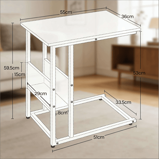 Mesa auxiliar 36 x 55 x 59,5 cm - Design em forma de C, mesa estreita para sofá e computador portátil - Castanho rústico Mesa auxiliar 36 x 55 x 59,5 cm - Design em forma de C, mesa estreita para sofá e computador portátil - Castanho rústico