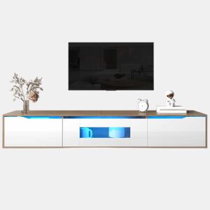 Móvel de TV - Características em branco brilhante com luz LED mutável - Branco
