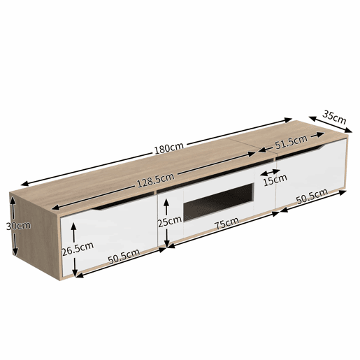 Móvel de TV - Características em branco brilhante com luz LED mutável - Branco Móvel de TV - Características em branco brilhante com luz LED mutável - Branco