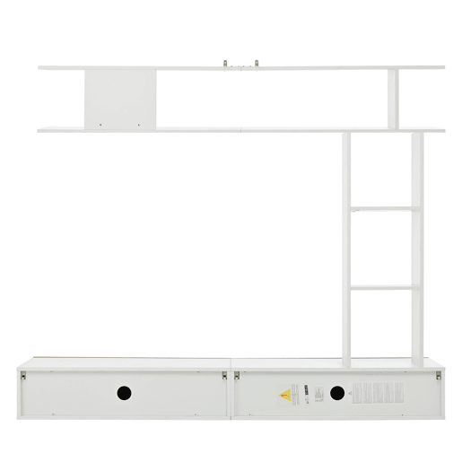 Móvel de TV 180x35x22,5 cm - Conjunto de sala com vitrines, prateleira e painel para TV - Branco + Natural Móvel de TV 180x35x22,5 cm - Conjunto de sala com vitrines, prateleira e painel para TV - Branco + Natural