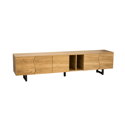 Móvel de TV 191x38 cm - 5 portas, design exclusivo, baixo - Natural Móvel de TV 191x38 cm - 5 portas, design exclusivo, baixo - Natural