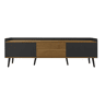 Móvel de TV 160 cm - Design compacto, 3 portas - Preto e Natural