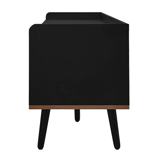 Móvel de TV 160 cm - Design compacto, 3 portas - Preto e Natural Móvel de TV 160 cm - Design compacto, 3 portas - Preto e Natural