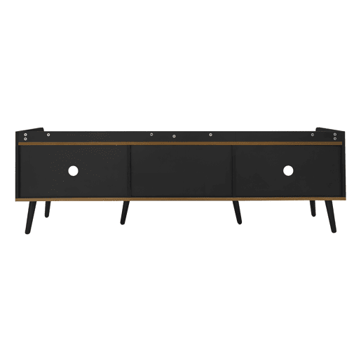 Móvel de TV 160 cm - Design compacto, 3 portas - Preto e Natural Móvel de TV 160 cm - Design compacto, 3 portas - Preto e Natural