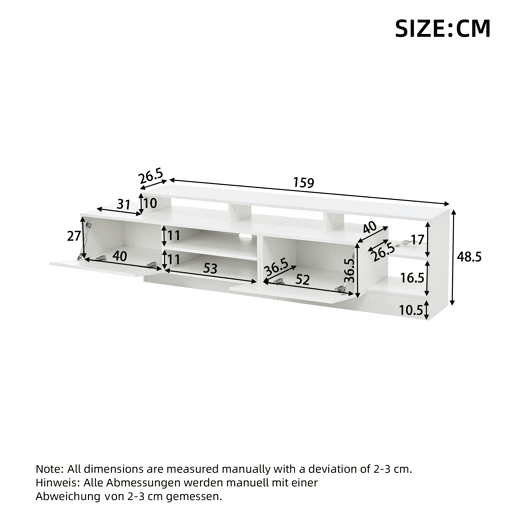 Móvel de TV 190x40x48,5 cm - Lowboard moderno com LED e design de alto brilho para TVs até 70 - Branco Móvel de TV 190x40x48,5 cm - Lowboard moderno com LED e design de alto brilho para TVs até 70 - Branco