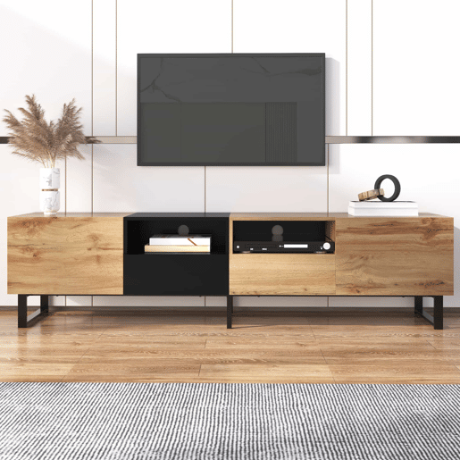 Armário TV 190cm - 2 portas + 2 gavetas + 2 compartimentos - estilo industrial - Natural Armário TV 190cm - 2 portas + 2 gavetas + 2 compartimentos - estilo industrial - Natural