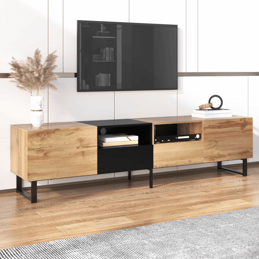 Armário TV 190cm - 2 portas + 2 gavetas + 2 compartimentos - estilo industrial - Natural Armário TV 190cm - 2 portas + 2 gavetas + 2 compartimentos - estilo industrial - Natural