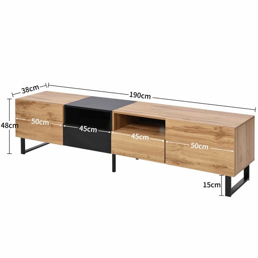 Armário TV 190cm - 2 portas + 2 gavetas + 2 compartimentos - estilo industrial - Natural Armário TV 190cm - 2 portas + 2 gavetas + 2 compartimentos - estilo industrial - Natural
