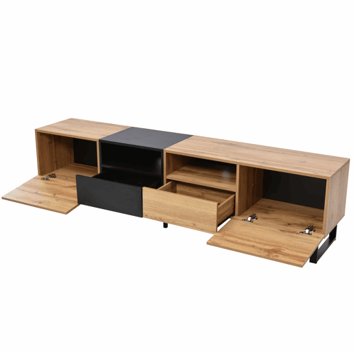 Armário TV 190cm - 2 portas + 2 gavetas + 2 compartimentos - estilo industrial - Natural Armário TV 190cm - 2 portas + 2 gavetas + 2 compartimentos - estilo industrial - Natural