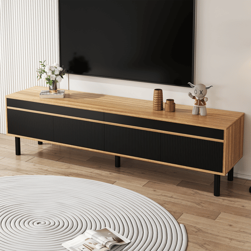 Móvel de TV 170 cm - 4 portas, textura fina - Preto Móvel de TV 170 cm - 4 portas, textura fina - Preto