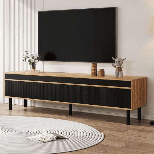 Móvel de TV 170 cm - 4 portas, textura fina - Preto Móvel de TV 170 cm - 4 portas, textura fina - Preto