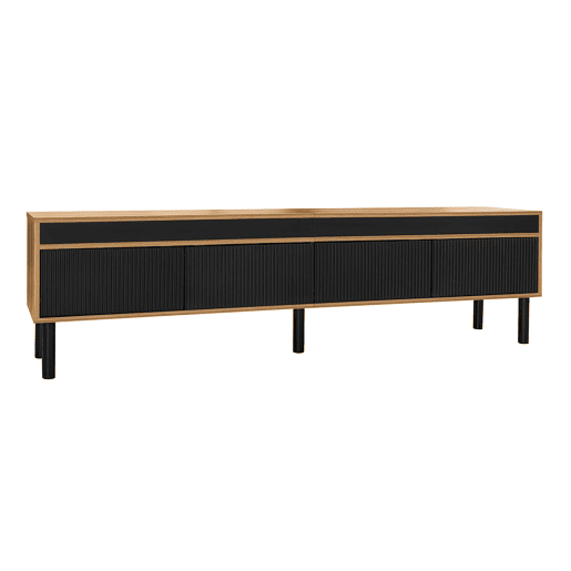 Móvel de TV 170 cm - 4 portas, textura fina - Preto Móvel de TV 170 cm - 4 portas, textura fina - Preto