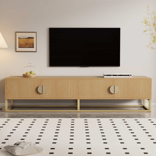 Móvel de TV 180 cm - Moderno, 4 portas, com puxadores arredondados - Madeira