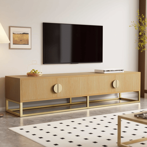 Móvel de TV 180 cm - Moderno, 4 portas, com puxadores arredondados - Madeira