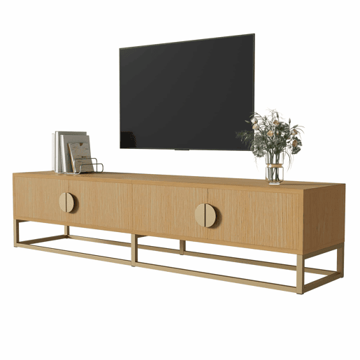 Móvel de TV 180 cm - Moderno, 4 portas, com puxadores arredondados - Madeira