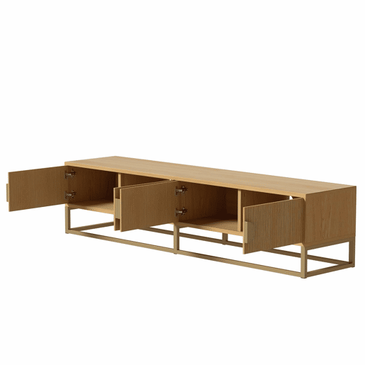 Móvel de TV 180 cm - Moderno, 4 portas, com puxadores arredondados - Madeira