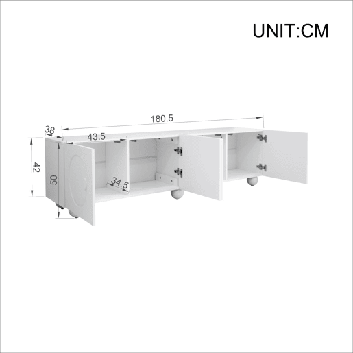 Móvel de TV 180x38 cm - Design moderno e baixo - Branco Móvel de TV 180x38 cm - Design moderno e baixo - Branco