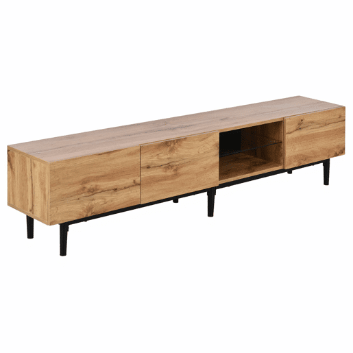 Armário TV com LED 175cm - 3 portas + 2 prateleiras - estilo industrial - Natural Armário TV com LED 175cm - 3 portas + 2 prateleiras - estilo industrial - Natural