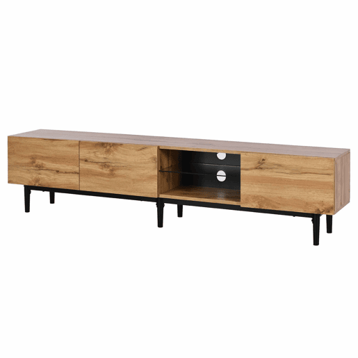 Armário TV com LED 175cm - 3 portas + 2 prateleiras - estilo industrial - Natural Armário TV com LED 175cm - 3 portas + 2 prateleiras - estilo industrial - Natural