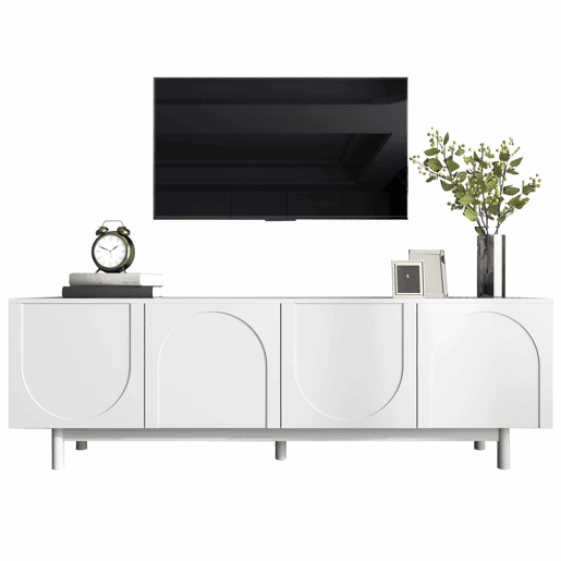 Móvel de TV moderno 175 x 38 x 56 cm - Prateleiras ajustáveis, Lowboard leve estilo luxuoso - Branco Móvel de TV moderno 175 x 38 x 56 cm - Prateleiras ajustáveis, Lowboard leve estilo luxuoso - Branco