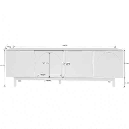 Móvel de TV moderno 175 x 38 x 56 cm - Prateleiras ajustáveis, Lowboard leve estilo luxuoso - Branco Móvel de TV moderno 175 x 38 x 56 cm - Prateleiras ajustáveis, Lowboard leve estilo luxuoso - Branco