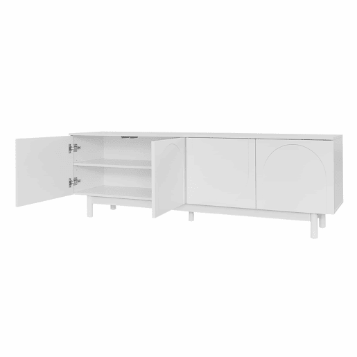 Móvel de TV moderno 175 x 38 x 56 cm - Prateleiras ajustáveis, Lowboard leve estilo luxuoso - Branco Móvel de TV moderno 175 x 38 x 56 cm - Prateleiras ajustáveis, Lowboard leve estilo luxuoso - Branco
