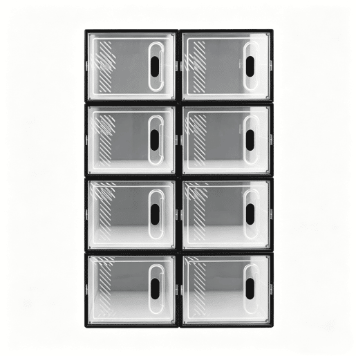 Organizador Modular de Sapatos de 8 Peças - Empilhável, Organizador Multifuncional para Sapatos, Livros, Brinquedos e Roupeiro - Preto Transparente Organizador Modular de Sapatos de 8 Peças - Empilhável, Organizador Multifuncional para Sapatos, Livros, Brinquedos e Roupeiro - Preto Transparente