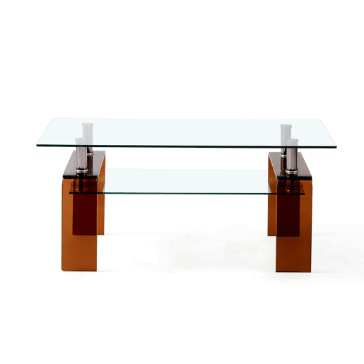 Mesa de centro de vidro 100 x 55 x 45 cm - vidro temperado com pés de vidro castanho - transparente Mesa de centro de vidro 100 x 55 x 45 cm - vidro temperado com pés de vidro castanho - transparente