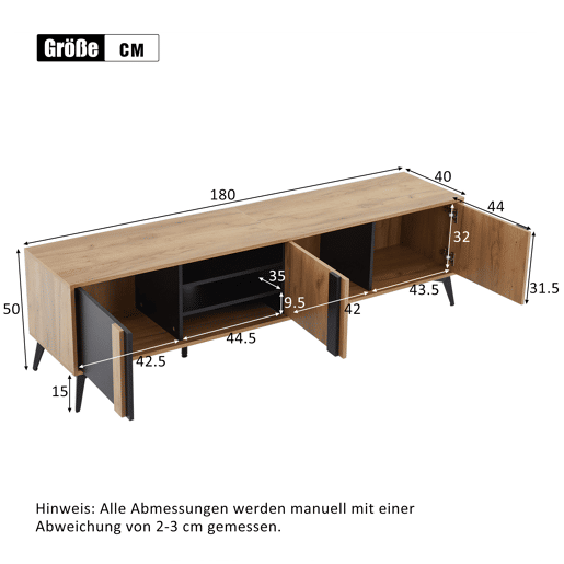 Móvel de TV 180 cm - Para TVs até 80 com porta e prateleira aberta - CastanhoPreto Móvel de TV 180 cm - Para TVs até 80 com porta e prateleira aberta - CastanhoPreto