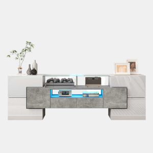 Móvel de TV 145 cm - Design moderno, superfície de vidro elegante, iluminação LED - Branco