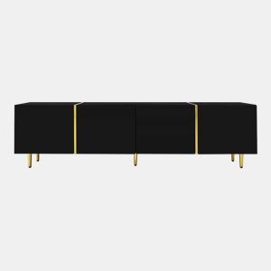 Móvel TV L 170 cm - com 4 portas - MDF - Preto
