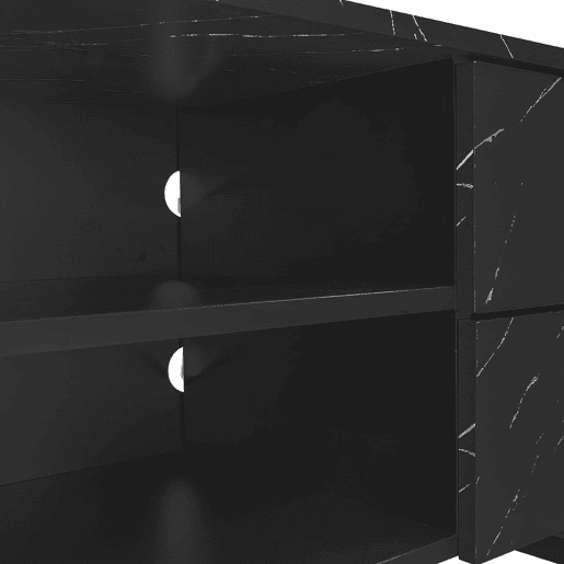 Móvel de TV 200 cm - com imitação de mármore preto, portas de madeira com veios escuros, iluminação LED ajustável, 2 portas e 2 gavetas - Preto Móvel de TV 200 cm - com imitação de mármore preto, portas de madeira com veios escuros, iluminação LED ajustável, 2 portas e 2 gavetas - Preto