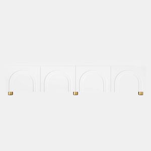 Móvel de TV baixo de 180 cm u2013 relevo arqueado, 4 portas, pés metálicos, arrumação para a sala de estar u2013 branco