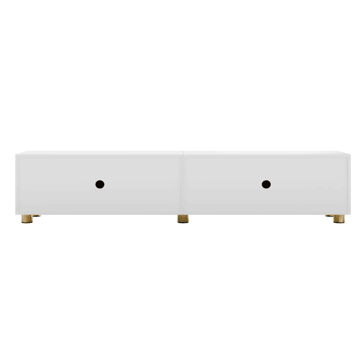 Móvel de TV baixo de 180 cm u2013 relevo arqueado, 4 portas, pés metálicos, arrumação para a sala de estar u2013 branco Móvel de TV baixo de 180 cm u2013 relevo arqueado, 4 portas, pés metálicos, arrumação para a sala de estar u2013 branco