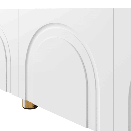 Móvel de TV baixo de 180 cm u2013 relevo arqueado, 4 portas, pés metálicos, arrumação para a sala de estar u2013 branco Móvel de TV baixo de 180 cm u2013 relevo arqueado, 4 portas, pés metálicos, arrumação para a sala de estar u2013 branco