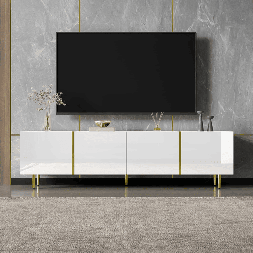 Mesa de TV L 170 cm - com 4 portas - MDF - Branco Mesa de TV L 170 cm - com 4 portas - MDF - Branco