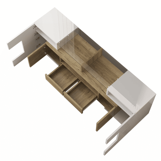 Móvel de TV 145 cm - Lowboard, Design moderno, LED, Superfície de vidro elegante - Branco+Dourado Móvel de TV 145 cm - Lowboard, Design moderno, LED, Superfície de vidro elegante - Branco+Dourado