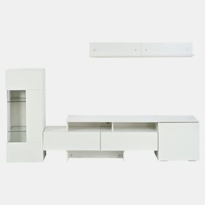 Conjunto de móveis para TV de 3 peças - Conjunto de sala com LED, portas acrílicas, branco