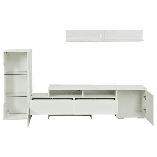 Conjunto de móveis para TV de 3 peças - Conjunto de sala com LED, portas acrílicas, branco Conjunto de móveis para TV de 3 peças - Conjunto de sala com LED, portas acrílicas, branco