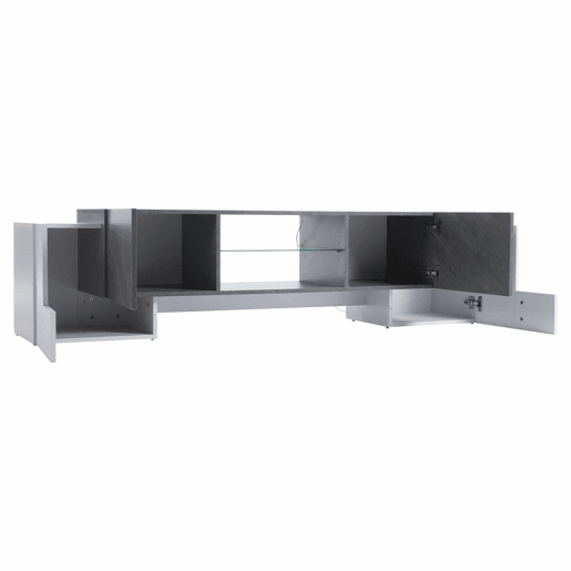 Móvel para TV 180x40x46,5 cm - TV Schrank com Bluetooth-LED, Lowboard para televisores de 606570 polegadas - Branco e cinzento