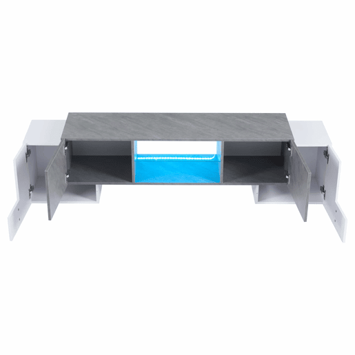 Móvel para TV 180x40x46,5 cm - TV Schrank com Bluetooth-LED, Lowboard para televisores de 606570 polegadas - Branco e cinzento
