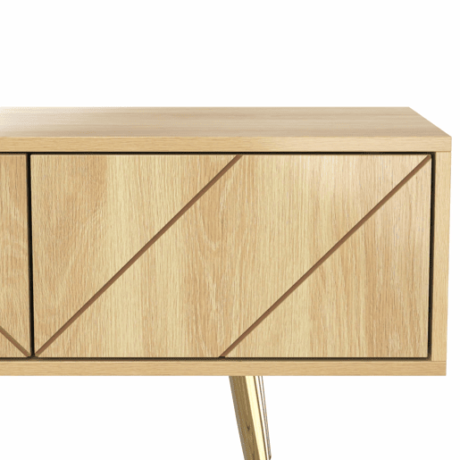 Mesa de TV 160x36x42cm - com 2 gavetas e 2 portas - pernas douradas - Natural Mesa de TV 160x36x42cm - com 2 gavetas e 2 portas - pernas douradas - Natural