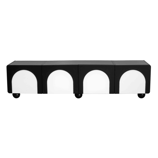 Móvel de TV 180x38x45 cm - 2 gavetas e 2 portas, design clássico - PretoPreto-Branco Móvel de TV 180x38x45 cm - 2 gavetas e 2 portas, design clássico - PretoPreto-Branco