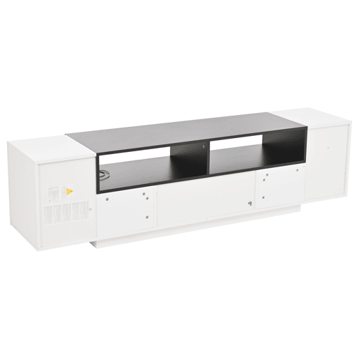 Móvel de TV 180x40x48 cm - Lowboard com luz LED, formato em L, com gavetas - Branco e preto Móvel de TV 180x40x48 cm - Lowboard com luz LED, formato em L, com gavetas - Branco e preto