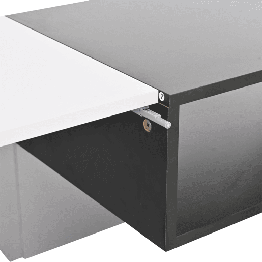 Móvel de TV 180x40x48 cm - Lowboard com luz LED, formato em L, com gavetas - Branco e preto Móvel de TV 180x40x48 cm - Lowboard com luz LED, formato em L, com gavetas - Branco e preto