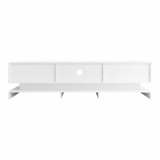 Móvel de TV 160x35x40,5 cm - Branco alto brilho, com LED, 2 gavetas, controlo por aplicação, design anti-capotamento - Branco Móvel de TV 160x35x40,5 cm - Branco alto brilho, com LED, 2 gavetas, controlo por aplicação, design anti-capotamento - Branco