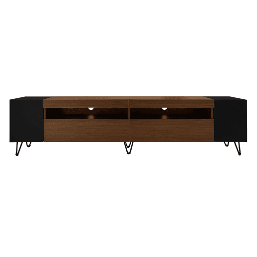 Móvel de TV moderno 180 cm - Design preto e madeira - Preto, Madeira Móvel de TV moderno 180 cm - Design preto e madeira - Preto, Madeira