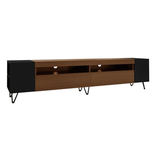 Móvel de TV moderno 180 cm - Design preto e madeira - Preto, Madeira Móvel de TV moderno 180 cm - Design preto e madeira - Preto, Madeira